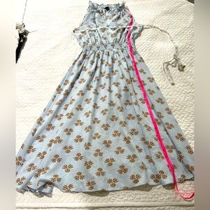 Ann Taylor Factory Dress Pastel Light Blue Floral Ruffles Sleeveless Size Small